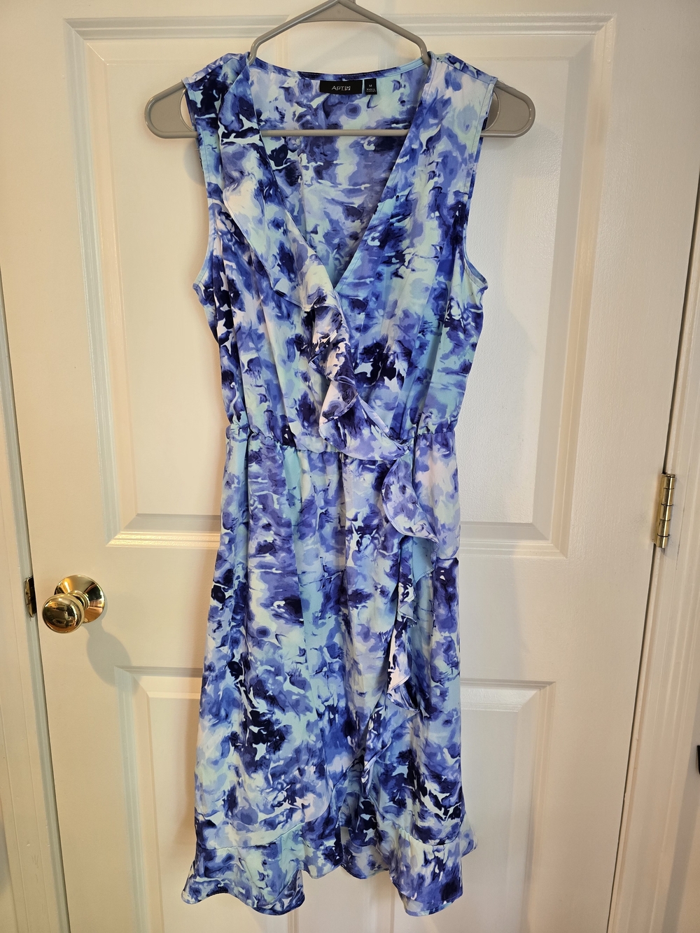 Apt. 9 Blue and White Watercolor Wrap-Style Midi Dress